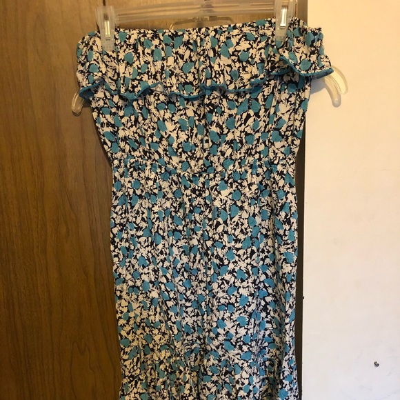 Blue/Black/White Strappless High-Low Dress - Picture 1 of 1